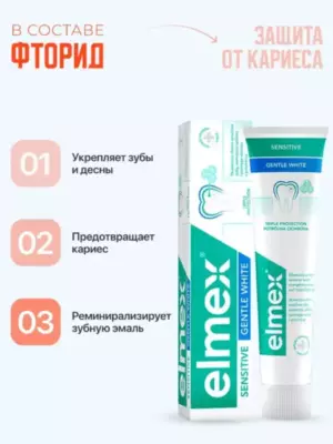 Зубная паста Elmex Sensitive Gentle Whitening – мягкое отбеливание и защита для чувствительных зубов  75 мл