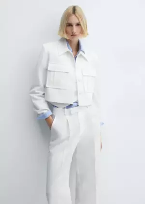 Cropped-Anzugjacke mit Taschen