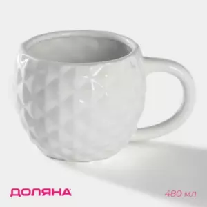 Кружка Доляна «Ананас», 480 мл, доломит, белая