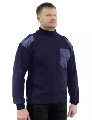 Свитер мужской с горловиной цв.Синий