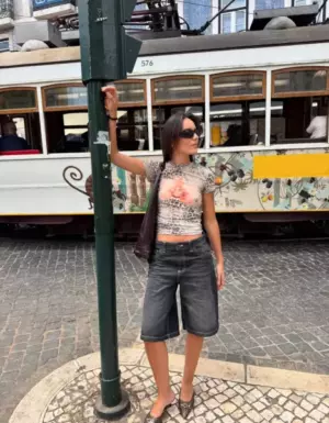 Baggy-Denim-Shorts Schwarz