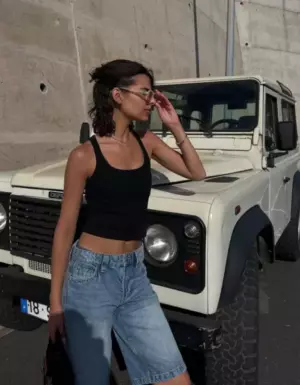 Baggy-Denim-Shorts Ausgewaschenes Blau